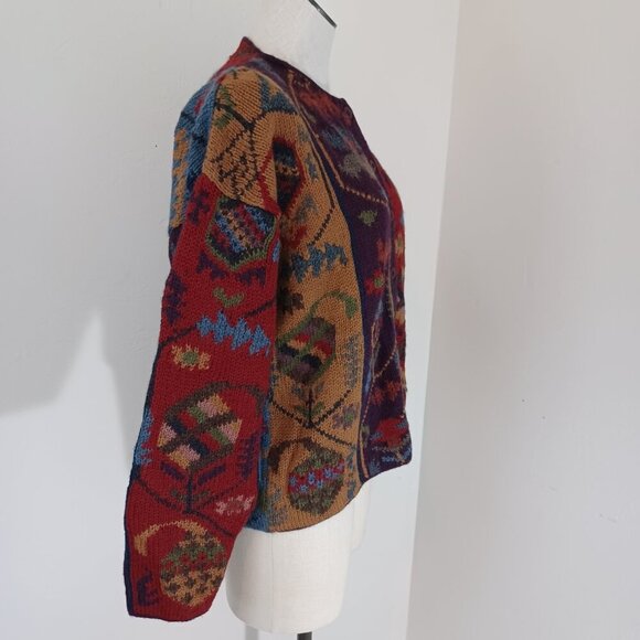 Peruvian Connection Cardigan Sweater 100% Alpaca Button Front Womens Large - Picture 9 of 13